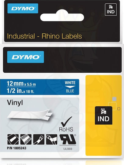 Dymo Label Maker Tape 5.5m x 12mm in Blue Colour Compatible with Dymo Rhino/IND