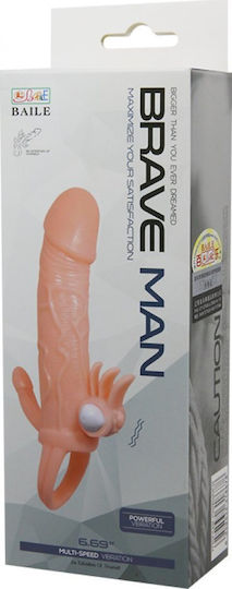 Baile Brave Man Vibe Προέκταση Πέους με Δόνηση Flesh 15cm