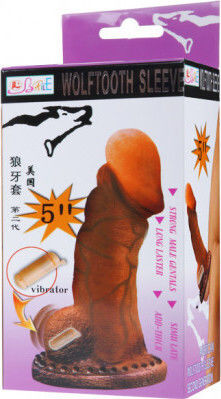 Baile Manșon Stimulator Cu Vibrație Extensie De Penis Cu Vibrație Maro 13cm