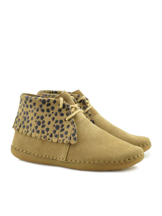 Clarks Skylark Form K Suede Παιδικά Μποτάκια με Κορδόνια Καφέ