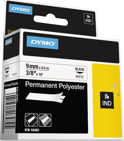 Dymo Label Maker Tape 5.5m x 9mm in White Colour Compatible with Dymo D1 Dymo Rhino/IND