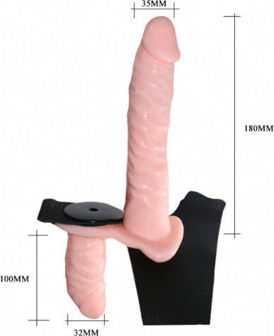 Baile Ultra Passionate Harness Double Heads Harness με Διπλό Dildo 18cm και Δόνηση στο χρώμα του δέρματος