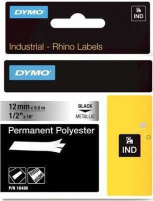Dymo 18486 Етикетна Лента 5.5м x 12мм В Сребрист Цвят Съвместима С Dymo Rhino/IND
