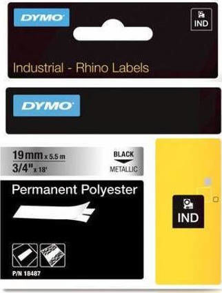 Dymo 18487 Ταινία Ετικετογράφου 5.5m x 19mm σε Ασημί Χρώμα Συμβατή με Dymo Rhino/IND