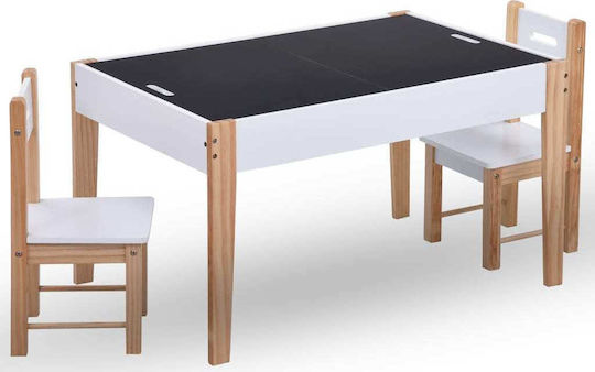 Kids Table Set with Chairs made of Wood White vidaXL