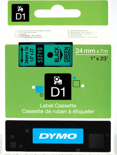 Dymo 53719 Ταινία Ετικετογράφου 7m x 24mm σε Πράσινο Χρώμα Συμβατή με Dymo D1