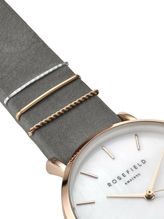 Rosefield West Village Elephant Women's Watch with Gray Leather Strap