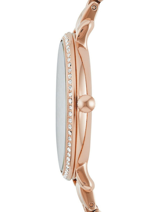 Fossil Jacqueline Crystals Womens Watch 36mm Battery with Pink Gold Stainless Steel Bracelet