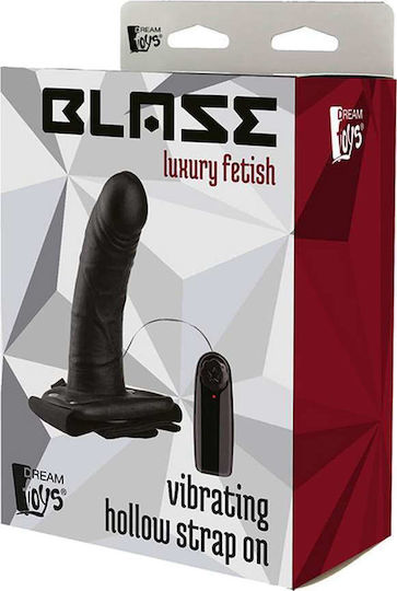 Dream Toys Blaze Vibrating Hollow Strap On Harness με Dildo 16cm και Δόνηση σε Μαύρο Χρώμα