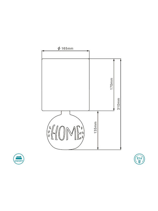 Trio Lighting Κεραμικό Πορτατίφ για Ντουί E14 με Μπεζ Καπέλο και Βάση