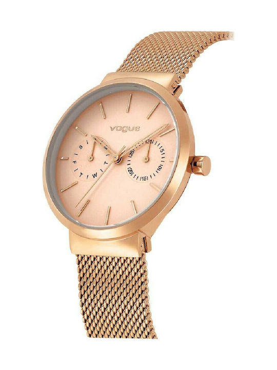 Vogue Domino Watch Chronograph with Pink Gold Metal Bracelet