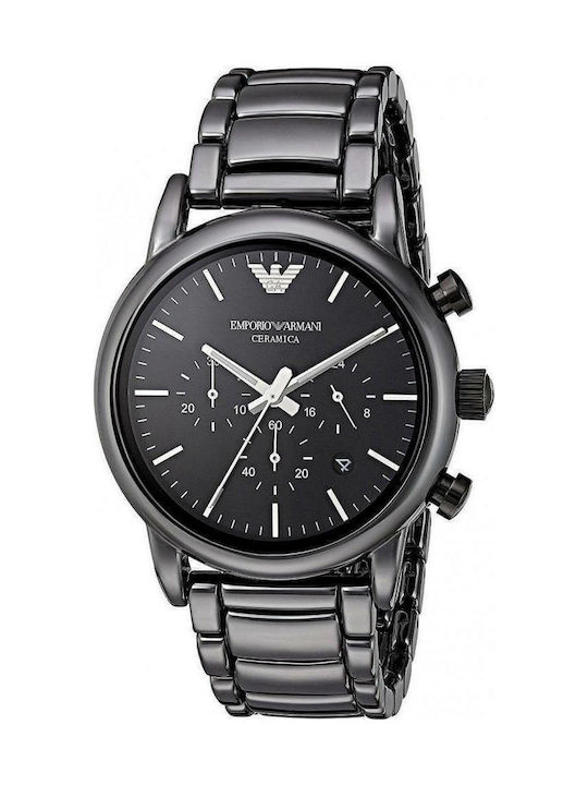 Emporio Armani Uhr Chronograph Batterie mit Schwarz Keramikarmband