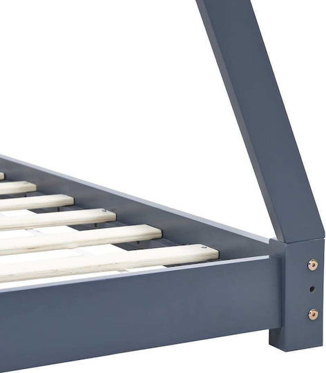 Детско Легло Montessori Единично Сив за Матрак 90x200см