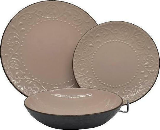 Ankor Plate Shallow Ceramic Pink/Brown with Diameter 27cm Ankor Plate Shallow Ceramic Pink/Brown with Diameter 27cm