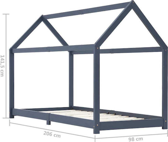 House Kinderbett Montessori Einzeln Gray für Matratze 90x200cm