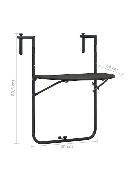 with Plastic Surface and Metal Frame Brown 60x64x83.5cm