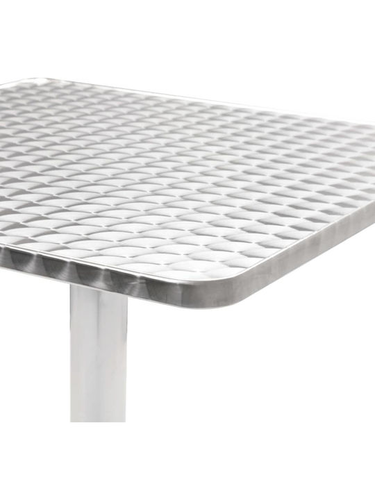 Outdoor Dinner Aluminum Table Silver 60x60x70cm