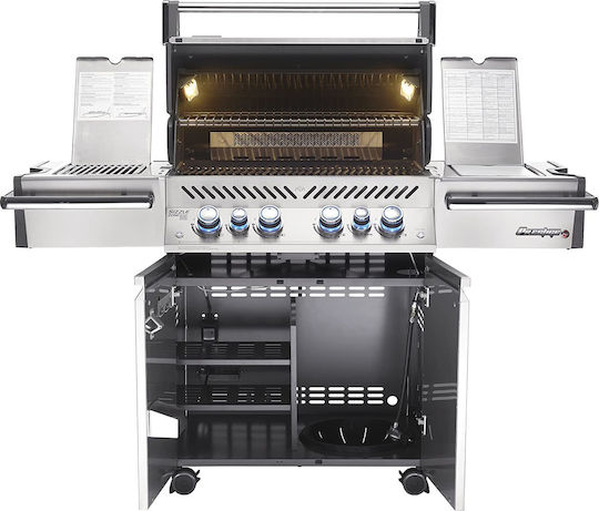 Napoleon Prestige Pro 500 Ψησταριά Υγραερίου Σχάρας 71x45εκ. με 4 Εστίες 16kW και Πλαϊνό Μάτι Υπερύθρων 4.85kW