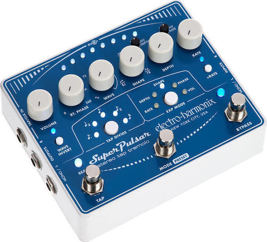 Electro-Harmonix Super Pulsar Stereo Tap Pedals Tremolo Electric Guitar and Electric Bass