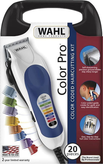 Wahl Professional Color Pro Επαγγελματικό Σετ Κουρευτικής Μηχανής Ρεύματος White/Blue 79300-1616