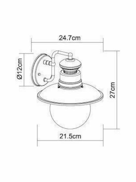 Globo Lighting Sella Επιτοίχιο Εξωτερικό Φωτιστικό Καπέλου E27 IP44