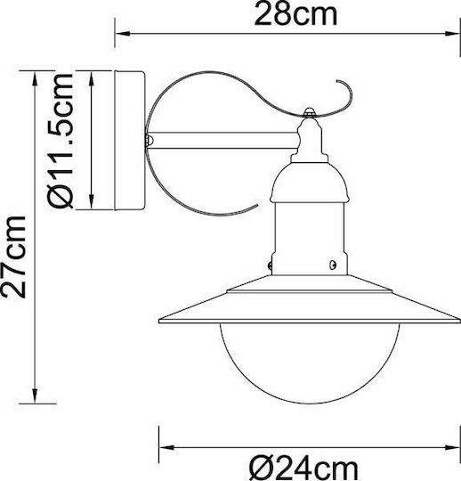 Globo Lighting Linda Επιτοίχιο Εξωτερικό Φωτιστικό Καπέλου E27 IP44
