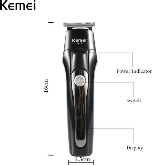 Kemei Set Wiederaufladbar Haarschneidemaschine Schwarz KM-7933