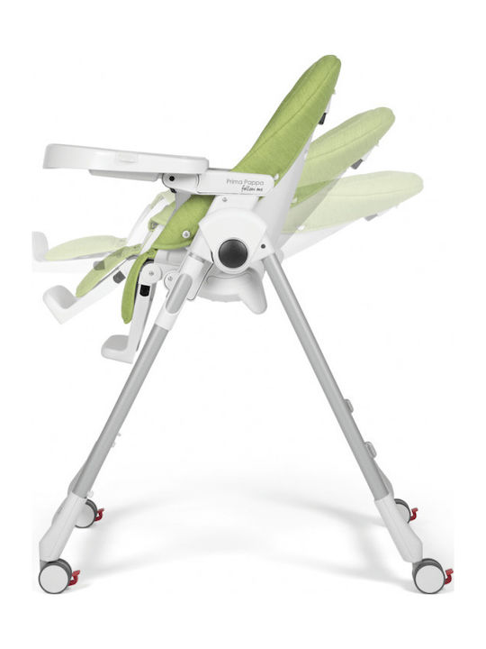Peg Perego Prima Pappa Follow Me Αναδιπλούμενο Καρεκλάκι Φαγητού με Ρυθμιζόμενο Ύψος Πράσινο