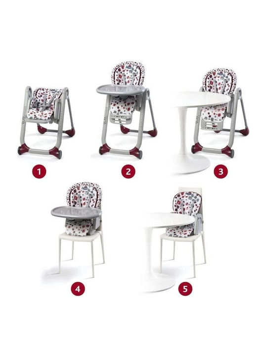 Chicco Polly Progress 5 Foldable Highchair with Metal Frame & Fabric Seat Gray