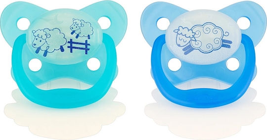 Dr. Brown's PV12006 Orthodontische Schnuller Silikon Nacht Schaf - Blau für 0-6 Monate 2Stück