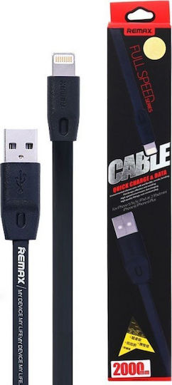 Remax Flat USB to Lightning Cable Μαύρο 2m (Full Speed)