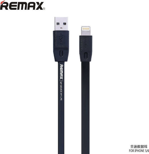 Remax Flat USB to Lightning Cable Μαύρο 2m (Full Speed)