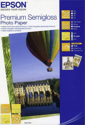 Epson Premium Semi Gloss Hârtie foto A6 (10x15) 251gr/m² pentru Imprimante Jet de cerneală 50 de hârtie fotografică