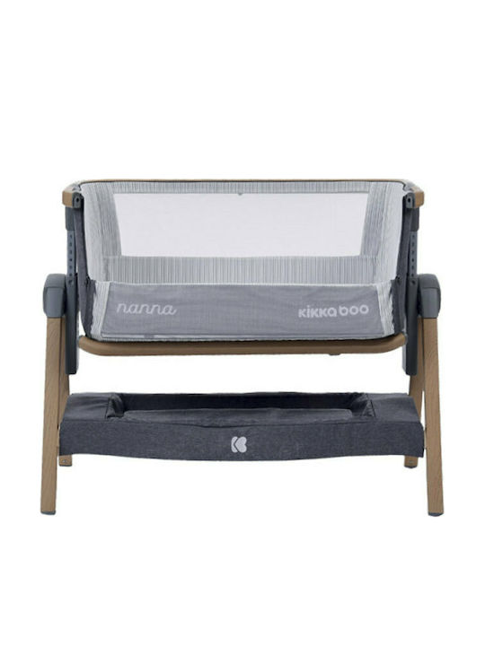 Kikka Boo Cradle Nanna with Mattress, Side Opening, and Wheels Dark Grey 31003020031