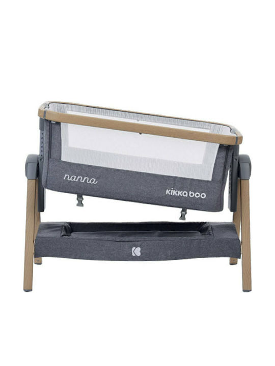 Kikka Boo Cradle Nanna with Mattress, Side Opening, and Wheels Dark Grey 31003020031