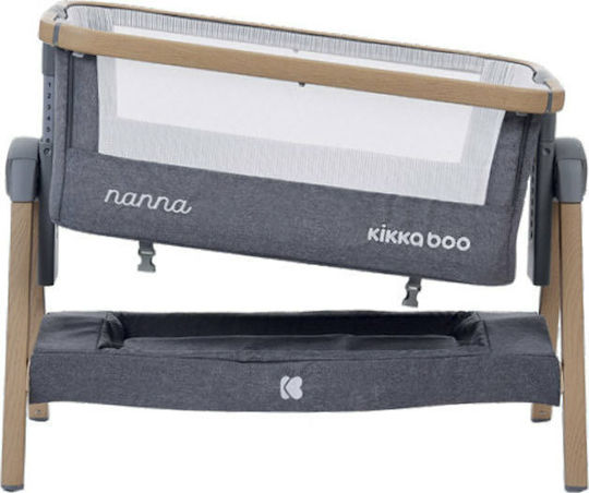 Kikka Boo Cradle Nanna with Mattress, Side Opening, and Wheels Dark Grey 31003020031