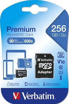 Verbatim Premium microSDXC 256GB Class 10 U1 UHS-I with Adapter