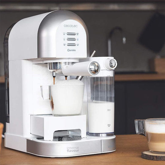 Cecotec Power Instant-Ccino 20 Chic Series Espresso Coffee Machine 1470W Pressure 20bar for Cappuccino White 01594