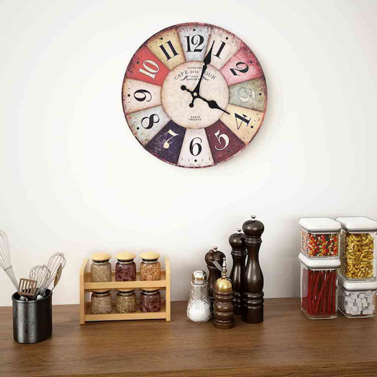 vidaXL Antikes Wanduhr Hölzernes Mehrfarbig Ø30cm
