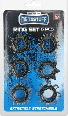 Dream Toys 6pc Stretcheable Ring Set Black