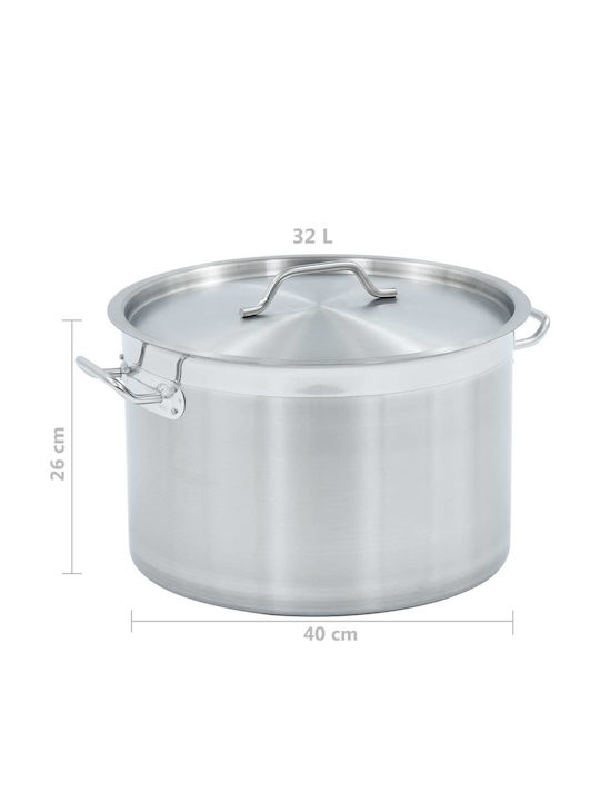 vidaXL Deep Stainless Steel Pot 32lt / 40cm