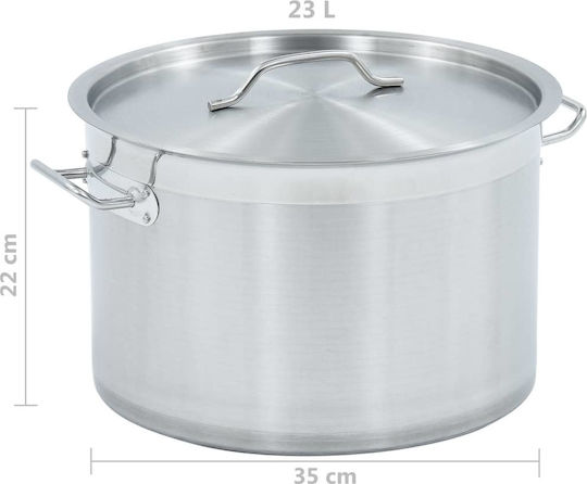 vidaXL Tiefer Edelstahl-Topf 23Es / 35cm