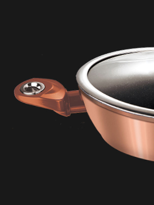Berlinger Haus Metallic Line Pan With Lid made of Aluminum with Stone Coating Rose Gold Collection 28cm