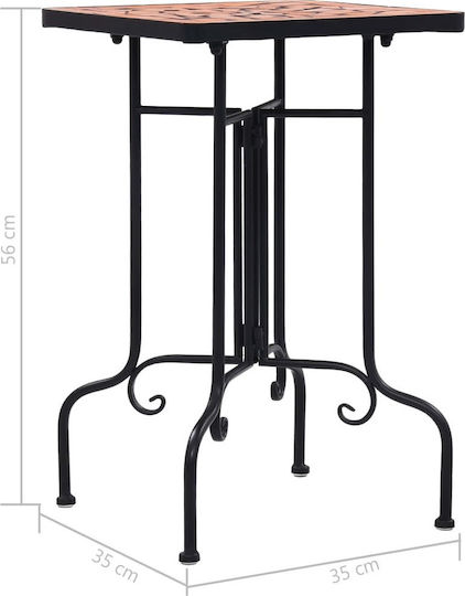 Auxiliary Outdoor Free Standing Table with Ceramic Surface and Metal Frame Orange 35x35x56cm