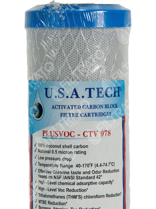USA Tech Ersatz-Wasserfilter für die Arbeitsplatte und unter der Arbeitsplatte aus Aktivkohle 10" VOC-CTV 978 0.5 μm (Mikrometer)