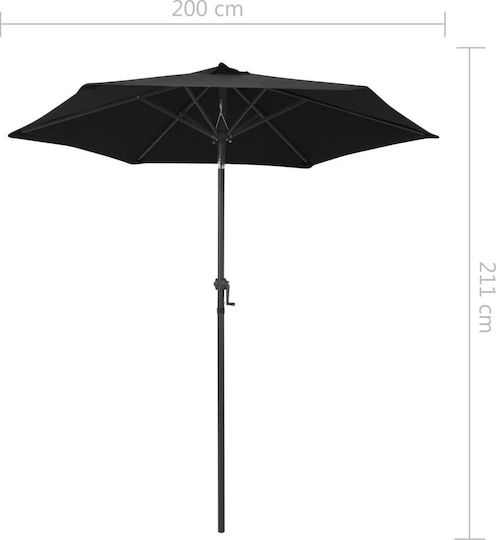 Runder Aluminium-Garten- und Terrassen-Sonnenschirm Schwarz F2m