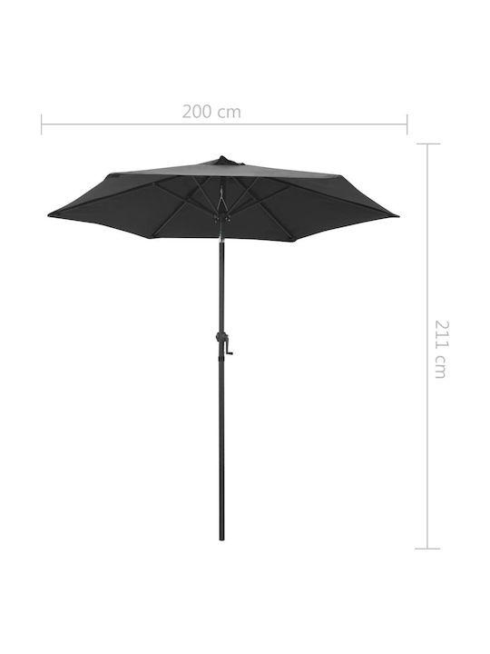 Round Aluminum Garden & Terrace Parasol Grey Diameter 2m