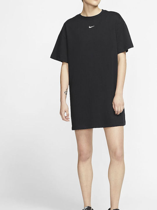 Sportswear Essential Καλοκαιρινό Mini Αθλητικό Φόρεμα T-shirt Κοντομάνικο Μαύρο