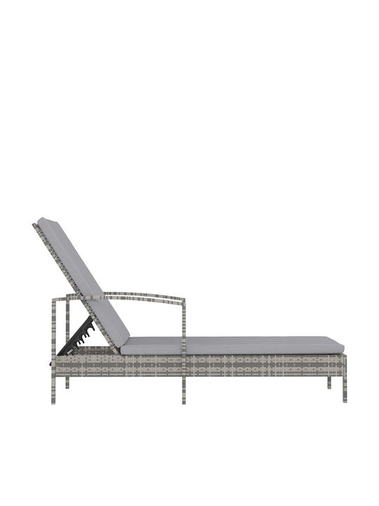 Deckchair Rattan with Cushion Gray 195x68x95cm.