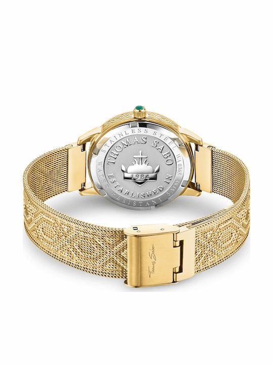 Thomas Sabo Garden Spirit Malachite Γυναικείο Ρολόι Μπαταρίας με Χρυσό Μεταλλικό Μπρασελέ